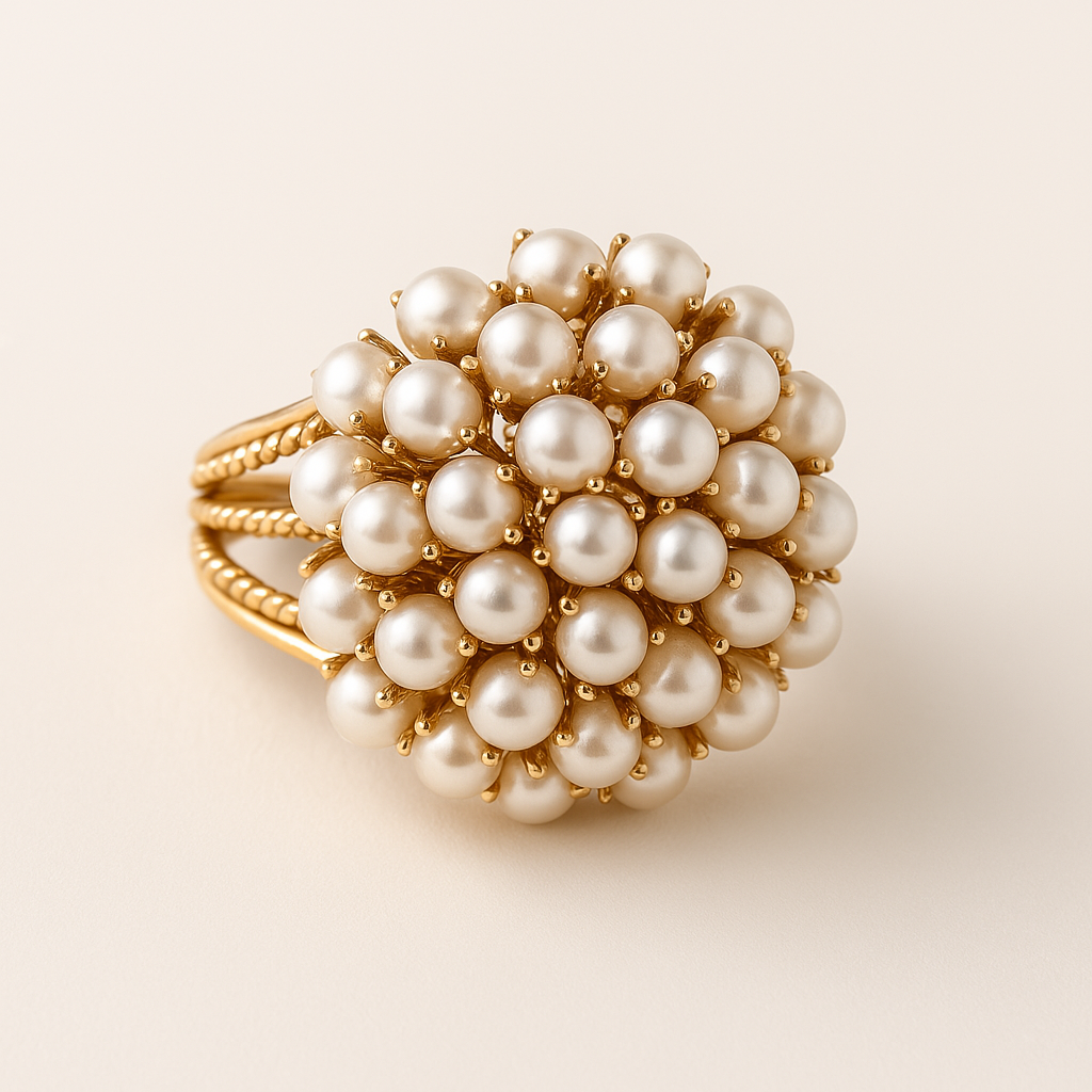 Anillo con perlas incrustadas