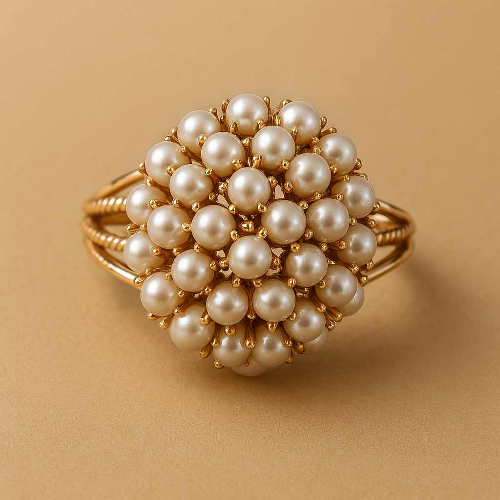 Anillo con perlas incrustadas