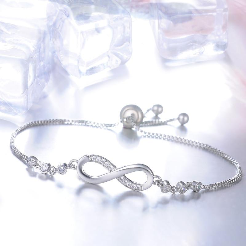 Pulsera ajustable de infinito en plata