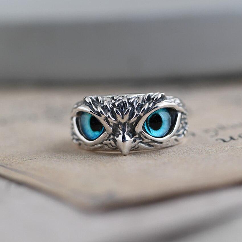 Anillo ajustable Búho de la Buena Suerte en Plata y Ópalo