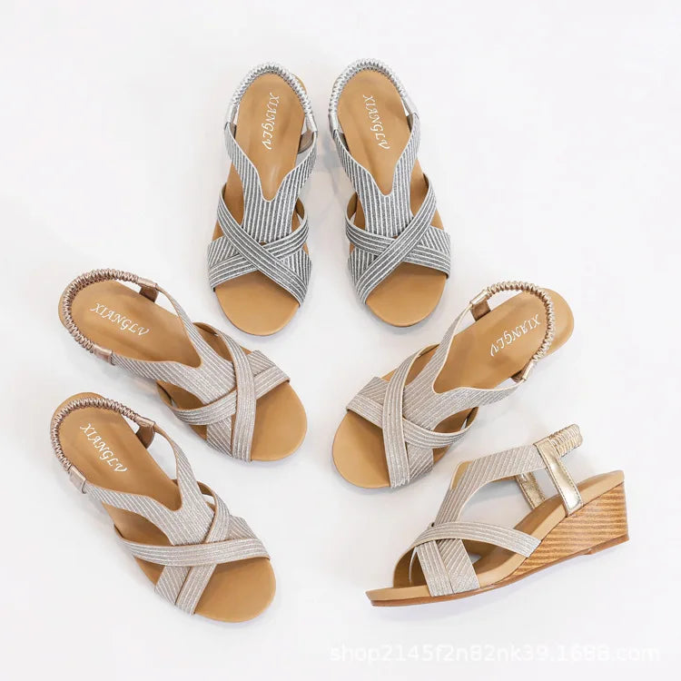 Naomi - Sandalias Elegantes de Cuña Elástica