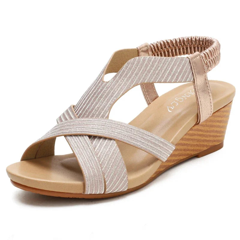 Naomi - Sandalias Elegantes de Cuña Elástica