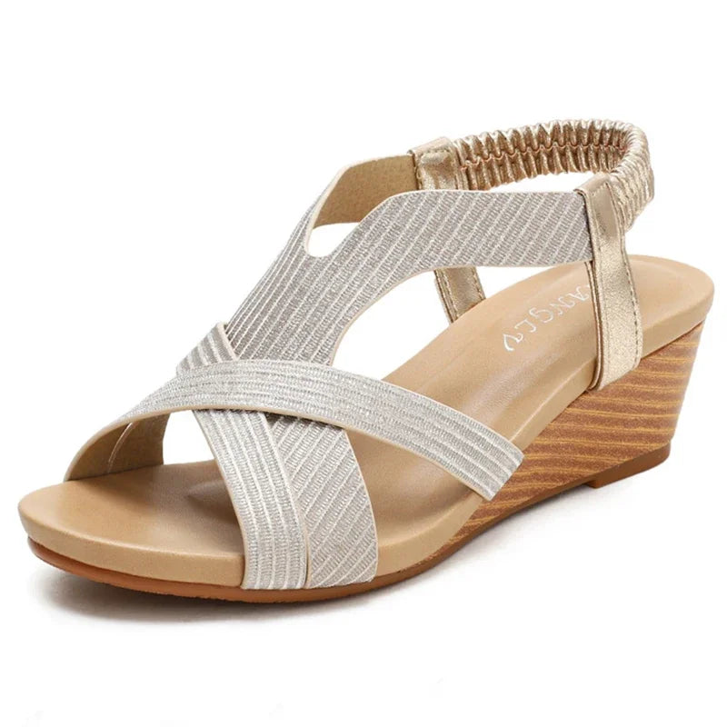 Naomi - Sandalias Elegantes de Cuña Elástica