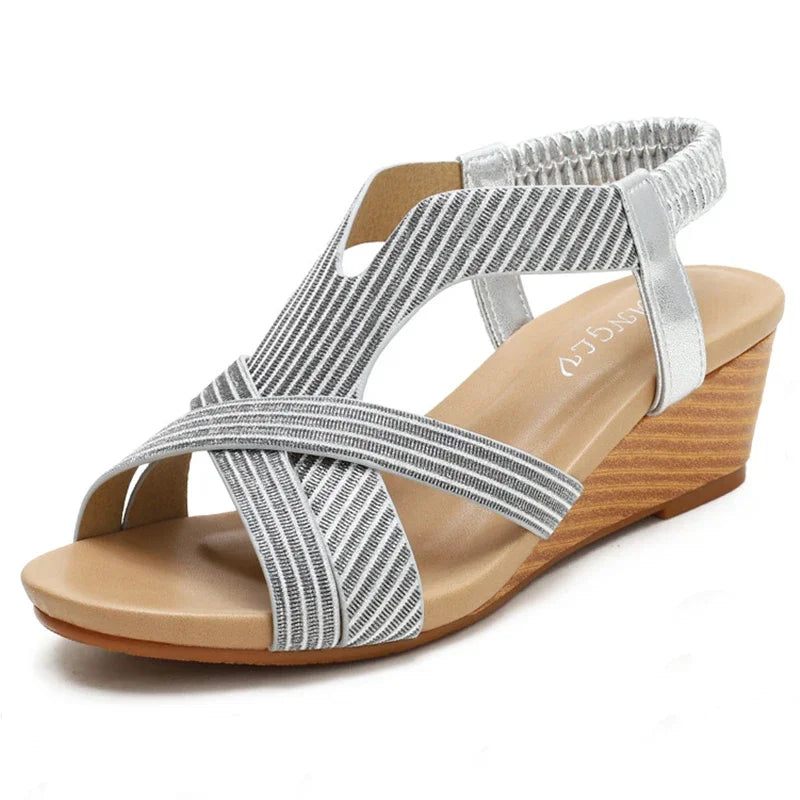 Naomi - Sandalias Elegantes de Cuña Elástica