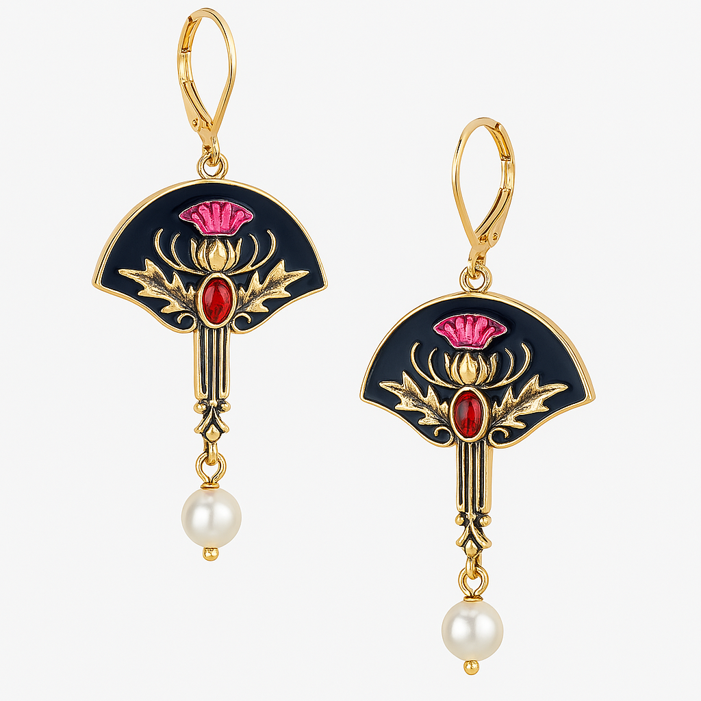 Pendientes Boho con perlas y cristales rojos