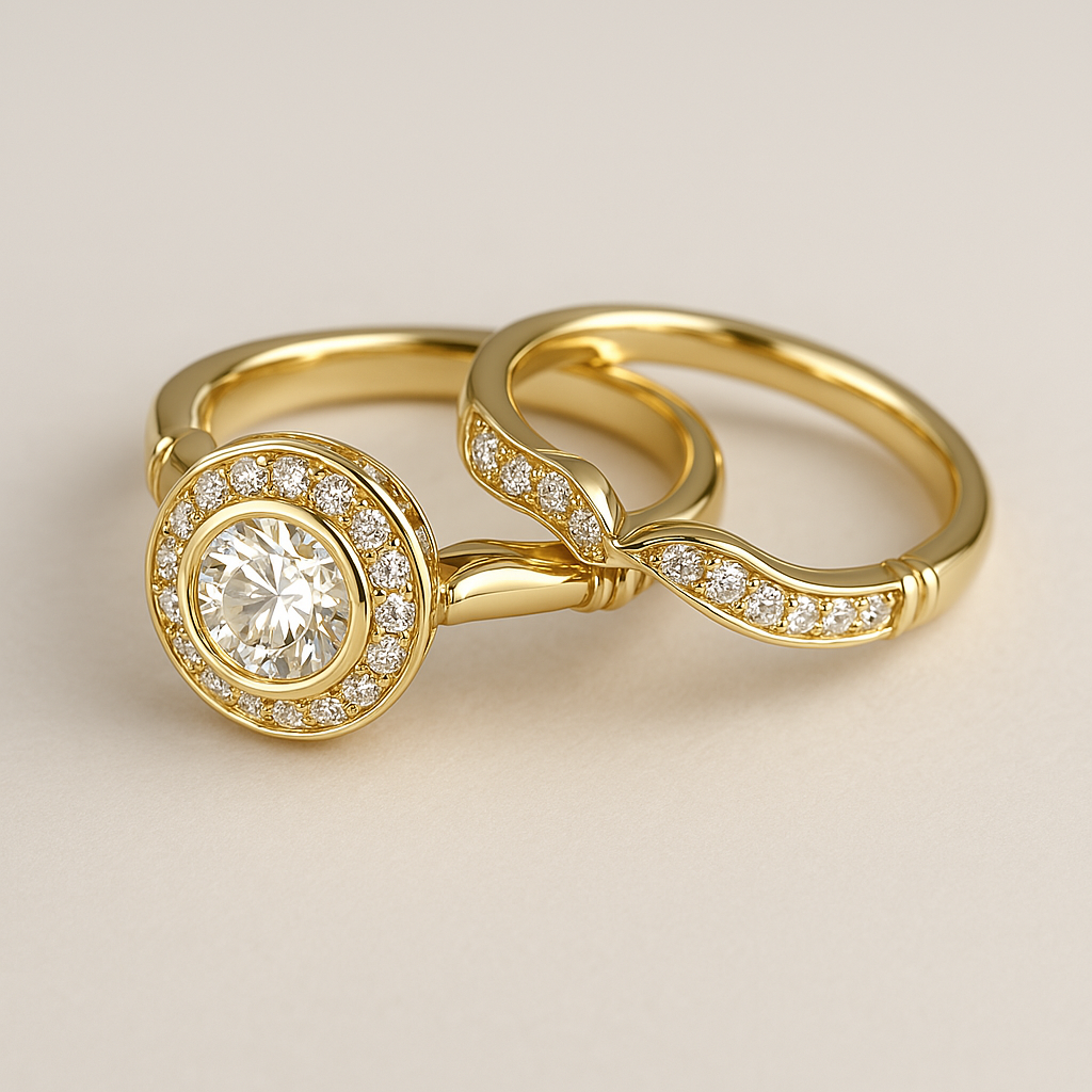 Paquete de anillos vintage de oro y zirconia