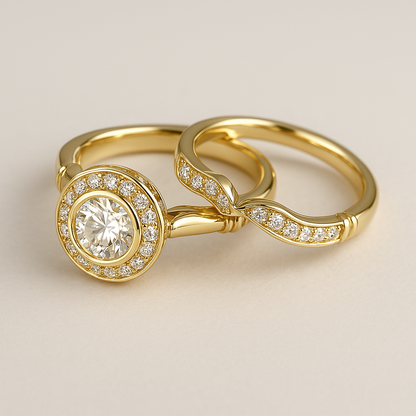 Paquete de anillos vintage de oro y zirconia