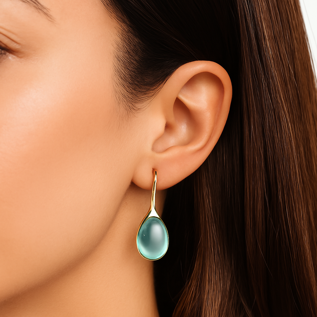 Pendientes de gota de cristal en oro y plata