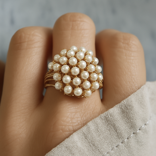 Anillo con perlas incrustadas