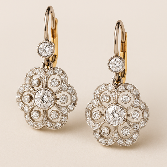 Pendientes de cristal vintage con mandala