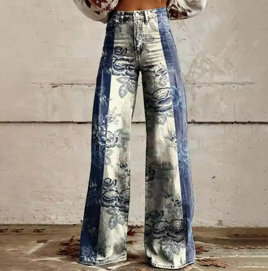 Victoria™ | Jeans acampanados con patchwork floral