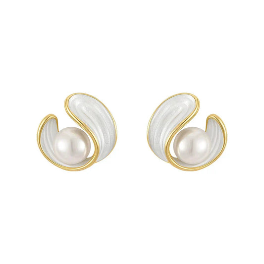 Pendientes de Ópalo Blanco de Lujo con Perlas en Oro