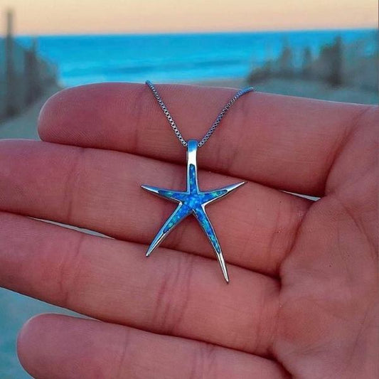 Collar de Ágata Azul y Estrella de Plata