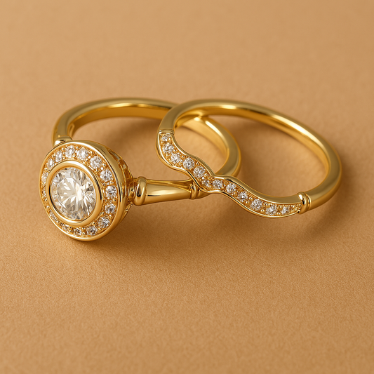 Paquete de anillos vintage de oro y zirconia