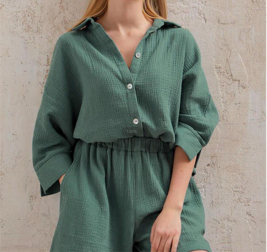 Conjunto de descanso con botones Lauren™ - Sin esfuerzo