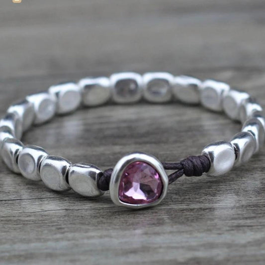 Pulseras de piedra cristal en plata de ley
