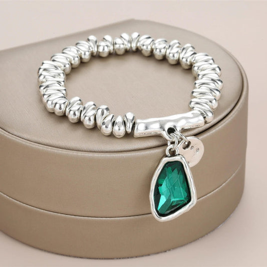 Pulsera de cristal con perlas bañadas en plata