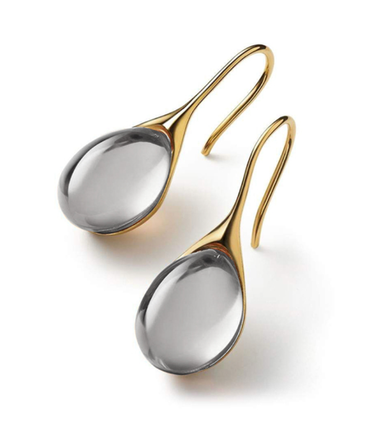 Pendientes de gota de cristal en oro y plata