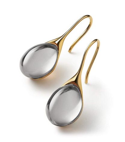 Pendientes de gota de cristal en oro y plata