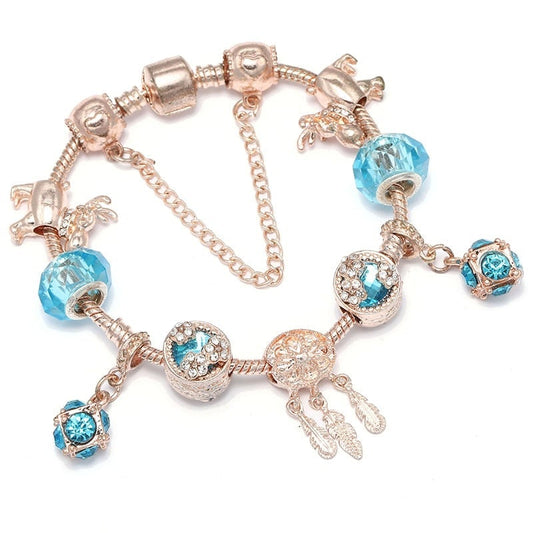 Pulsera en Plata de Rosa y Zirconias Azules