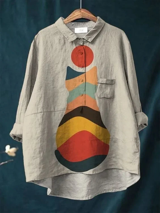 Camiseta con arte de gato Hana