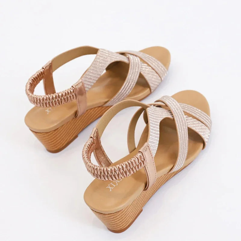 Naomi - Sandalias Elegantes de Cuña Elástica