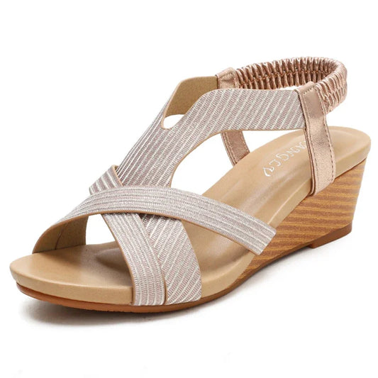 Naomi - Sandalias Elegantes de Cuña Elástica
