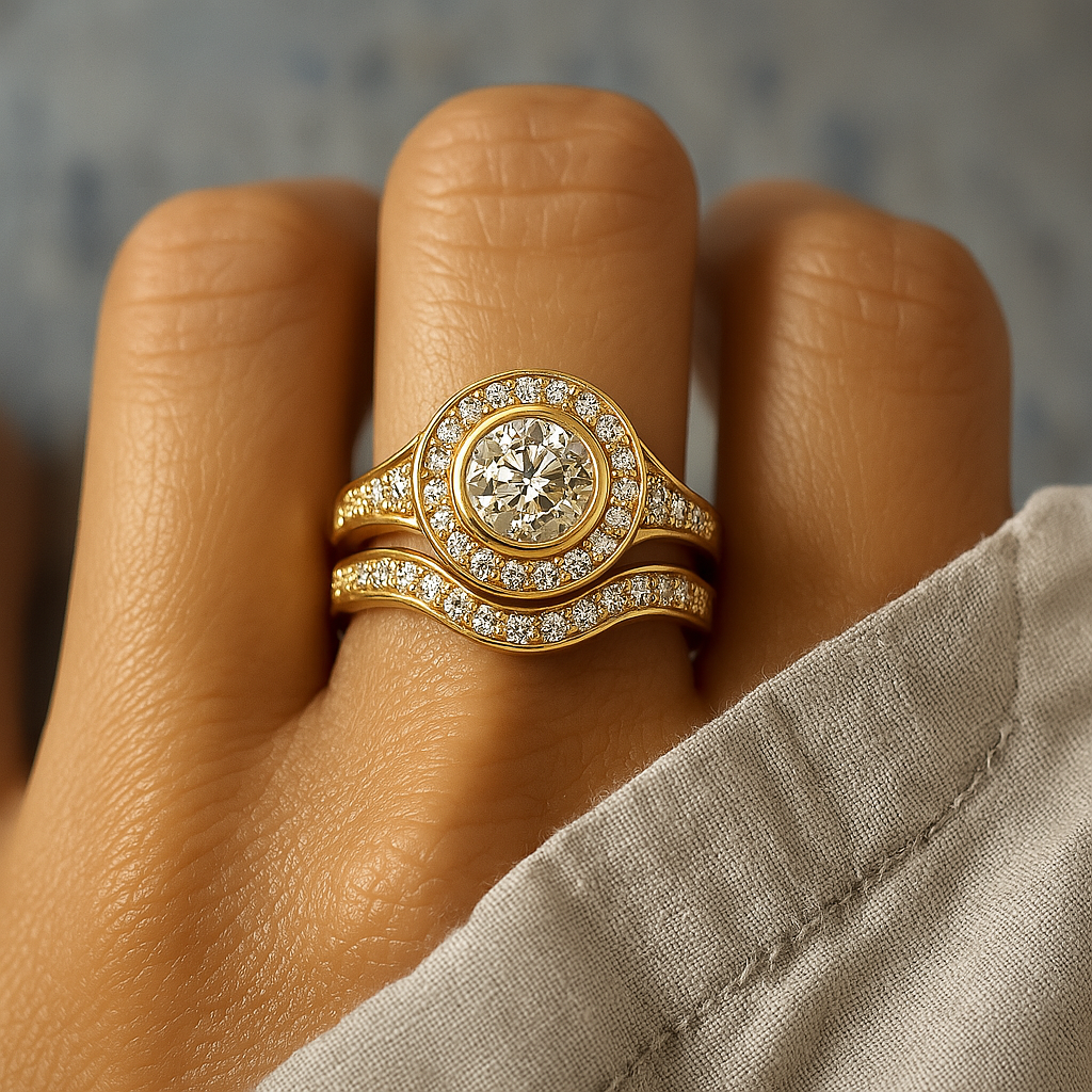 Paquete de anillos vintage de oro y zirconia