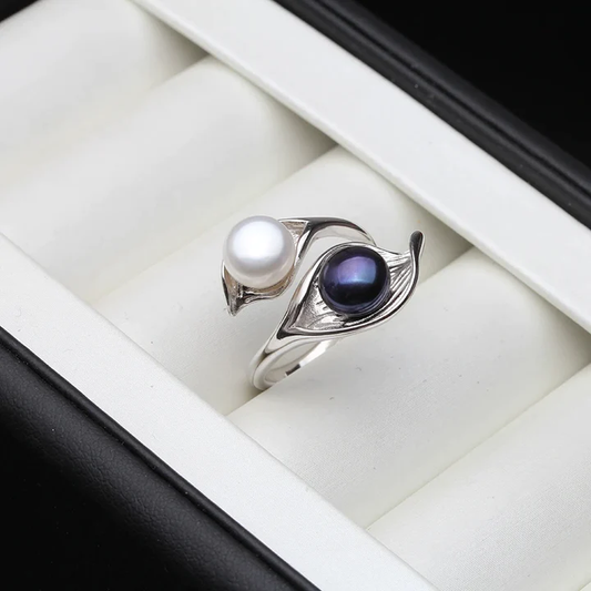 Anillo de Perla Vintage con Piedra Azul