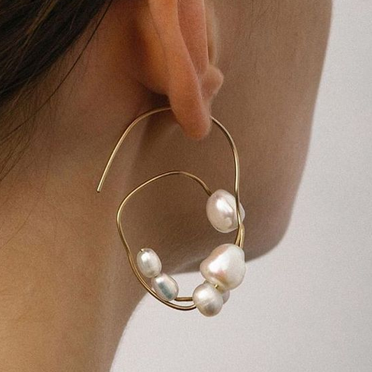 Pendientes Vintage de Perlas Irregulares