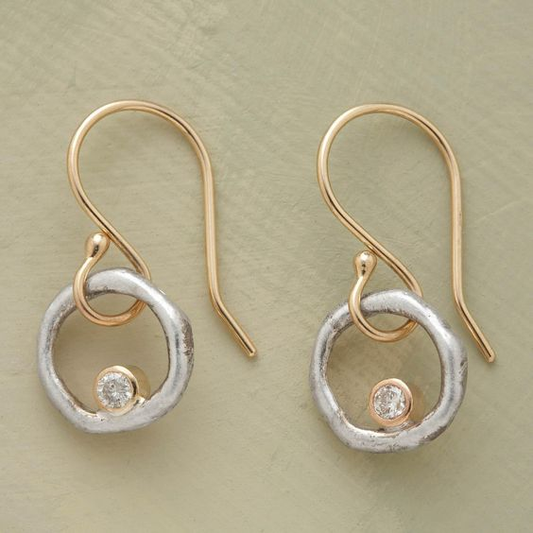 Pendientes vintage de circonio en oro y plata