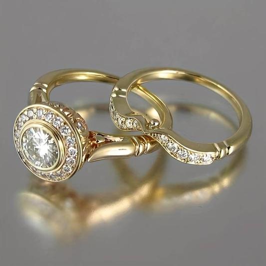 Paquete de anillos vintage de oro y zirconia