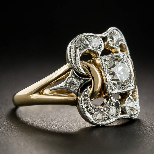 Anillo vintage de oro con zirconia
