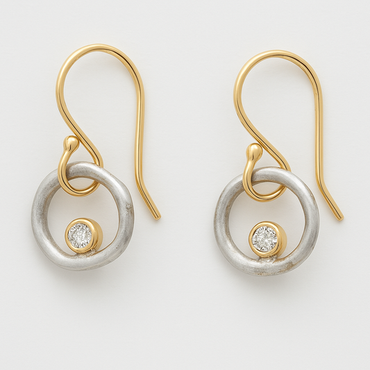Pendientes vintage de circonio en oro y plata