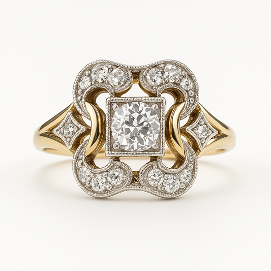 Anillo vintage de oro con zirconia