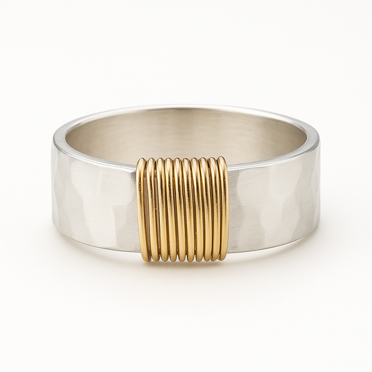 Anillo de Plata de Hilos Dorados Vintage