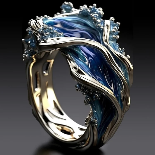 Anillo Ondulado de Mar Dorado Vintage