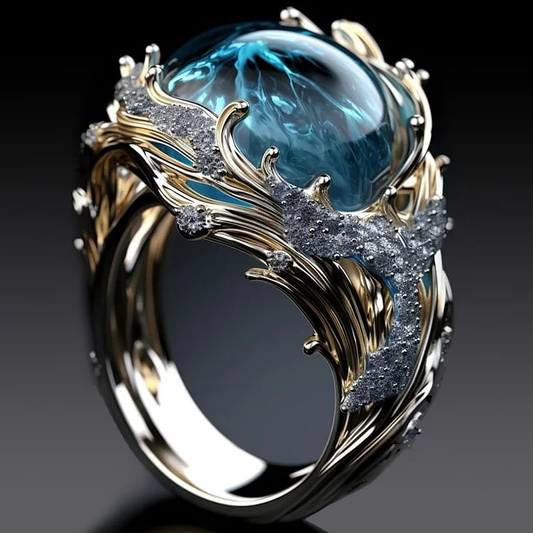 Anillo de cristales de oceano vintage