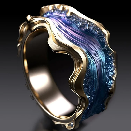 Anillo vintage de océano dorado