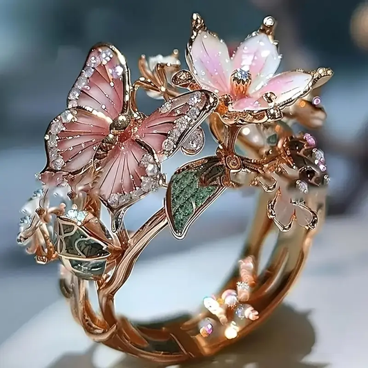 Anillo de circonio de mariposa de Nature Bright
