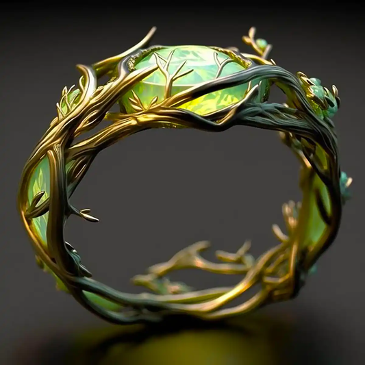 Anillo de Ópalo Verde de la Naturaleza