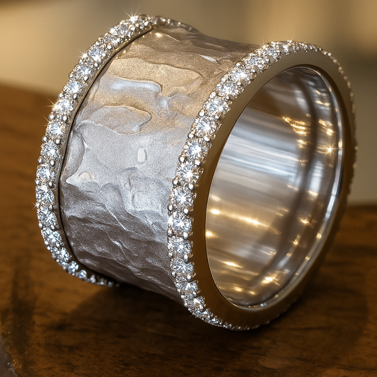 Anillo de zirconia plateada vintage