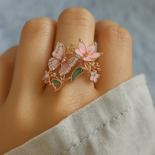 Anillo de circonio de mariposa de Nature Bright