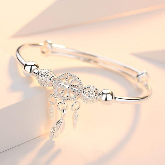 Pulsera ajustable de cuarzo de plata 925 con atrapasueños