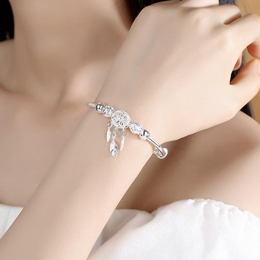 Pulsera ajustable de cuarzo de plata 925 con atrapasueños